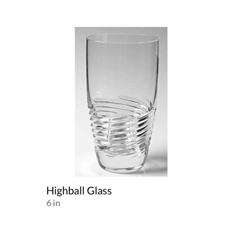 4 Crystal ROGASKA Highball Glasses Rogaska Vortex Drinking Glasses Clear Spiral
